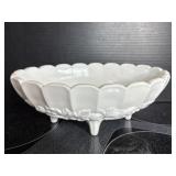 White Footed Serving Dish by Indiana Glass