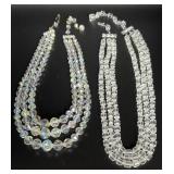 Aurora Borealis & Clear Beaded 3-Strand Necklaces