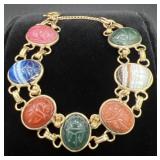 Egyptian Revival Scarab Carved Bracelet