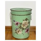 Hand-Painted Metal Wastebasket