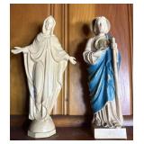 Religious Figurines Mary & Saint Statue Set