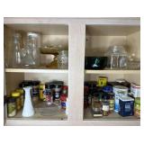 Cabinet Lot w/ Glass Décanters & Spices