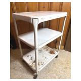 Vintage White Metal Three-Tier Cart