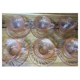 Arcoroc France Rosaline Pink Glass Teacups