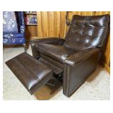 Tufted Brown Vinyl Recliner Chair