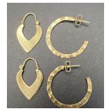 14K Gold Earrings 2 pair