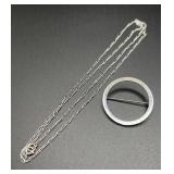 Sterling Silver Brooch & Chain