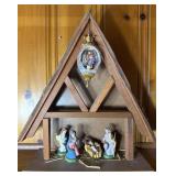 Nativity Set with Wood Stable