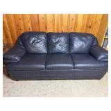 Navy Blue Leather Sofa