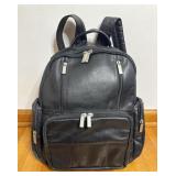 Genuine Black Leather Travel Backpack