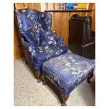 Floral Wingback Chair With Ottoman