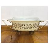 Pyrex Golden Grapes Casserole w/ Stand