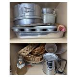 Bakeware & Baskets Cabinet Lot