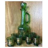 Green Glass Decanter Set