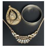 Monet, Trifari & Other Gold Tone Jewelry Trio