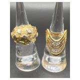 Nugget & Rhinestone Paved Gold Tone Cocktail Rings