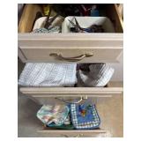 Potholders, Aprons, Towels In Three Drawers