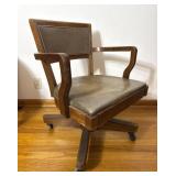 Vintage Wood Office Chair on Casters