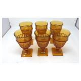 Indiana glass Mt. Vernon Sq Base Amber Goblets