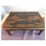 Asian Lacquer Table with Scenic Decoration