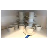 Basketweave Ceramic Cups & Saucers - 18 pcs