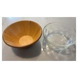 IKEA 11ï¿½ Wooden Bowl & 10ï¿½ Glass Bowl