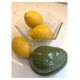 Glass Dish with Lemon Dï¿½cor and Avocado Holder