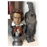 Beethoven Bust & Warrior Figurine Pair