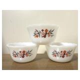 Fire King Milk Glass Custard Bowls Trio