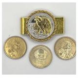Walking Liberty Coin Money Clip & Dollar Coins
