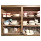 Kitchen Dishware And Glassware Cabinet Lot