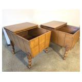 Pair Flip-Top Maple Wood End Tables