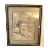 Framed Landscape Art Drawing