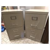 Metal Two-Drawer File Cabinets Pair & Content