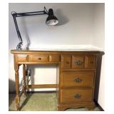 Wood Writing Desk w/ Adjustable Arm Lamp