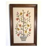 Framed Needlepoint Flowering Plant Art