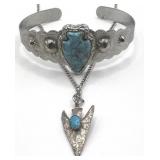 Southwest Turquoise Arrowhead Cuff Bracelet