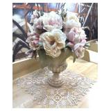 Faux Floral Arrangement w/ Lace Doily