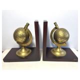 Brass Globe Bookends Pair