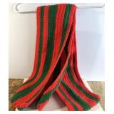 Handmade Crocheted Red Green Scarf