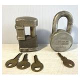 Vintage Padlocks Pair Master & American