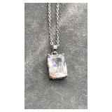 Emerald Cut Cubic Zirconia on 18" Chain