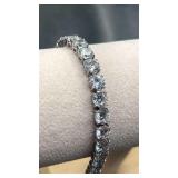 CZ Tennis Bracelet set in SS , 7" ,  19.6g
