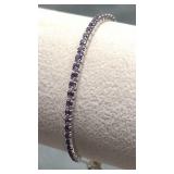 Amethyst Bolo Bracelet. 925 SS. 4.4g