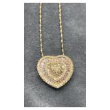 SS Gold-tone Heart on 14k chain. 18".  5.6g