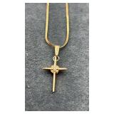 14k Cross on 14k Chain.   14" necklace. 2.4g