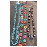 Collection of colorful beaded necklaces. 22"-36"