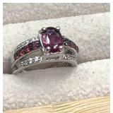 SS Gemstone Ring Size 5.  4.5g