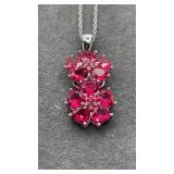 Double Flower SS Charm on Chain. 18". 4.7g