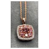 SS Rose-gold-tone Necklace & Charm. 18". 5.1g